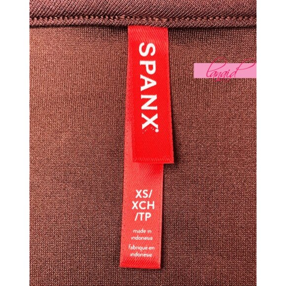 Spanx AirEssentials Puff Sleeve Desk to Dinner Top Spice Soft Terracotta Blouse - Picture 9 of 11